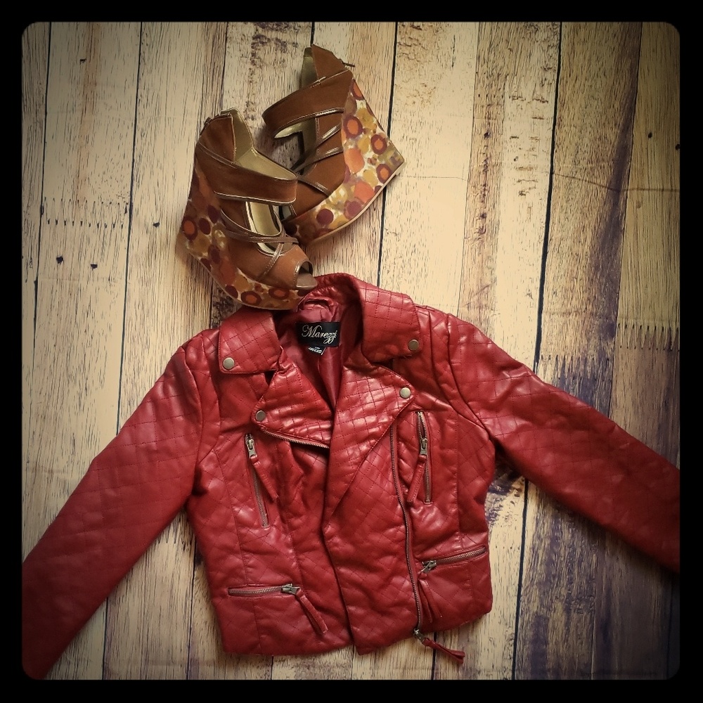 Deep Red Biker Jacket